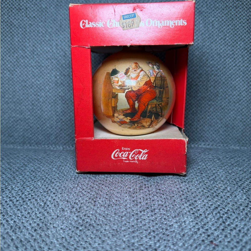 Vintage Coca Cola Classic Christmas Ornament with Santa Design